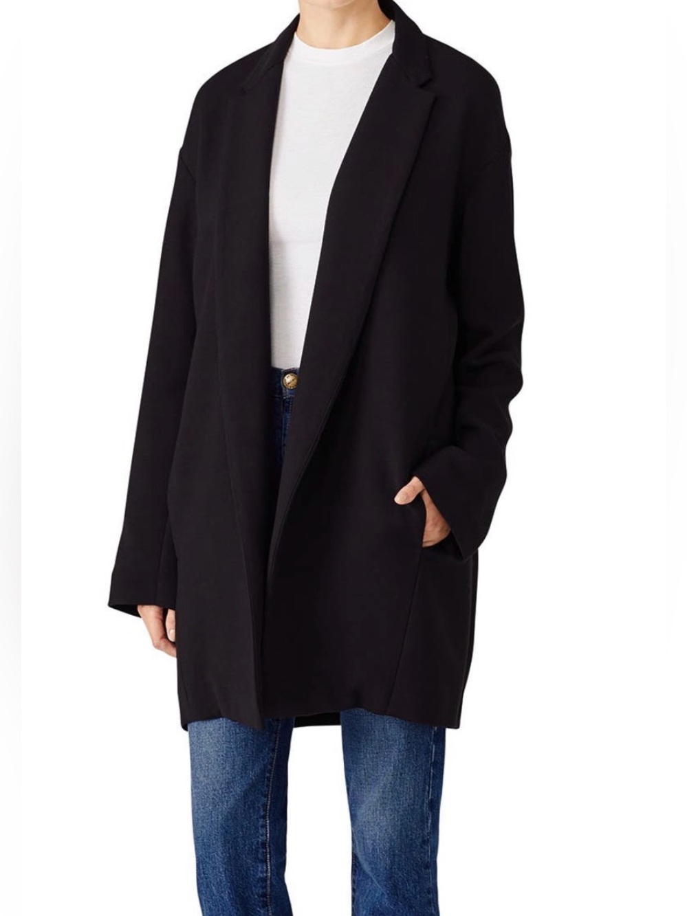 Vince Compact Blazer Coat Black Oversized Wool Blend Size Medium